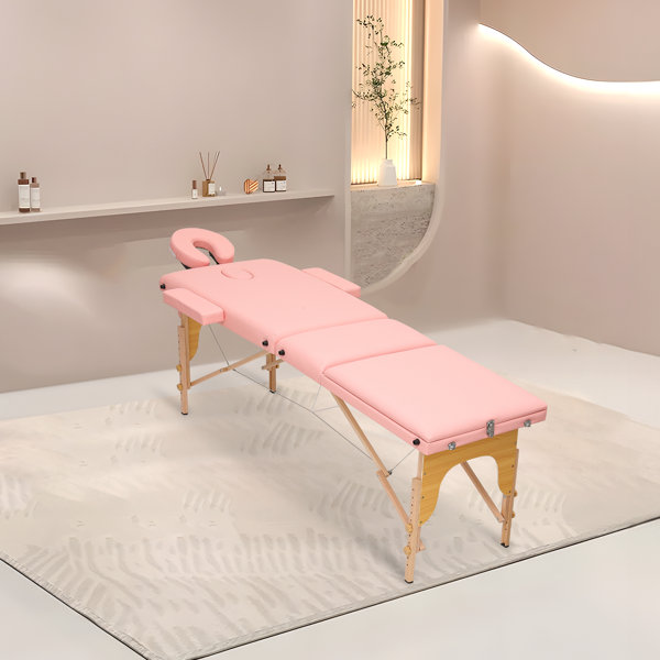 Inbox Zero 3 Sections Foldable Reclining Massage Table Spa Beauty